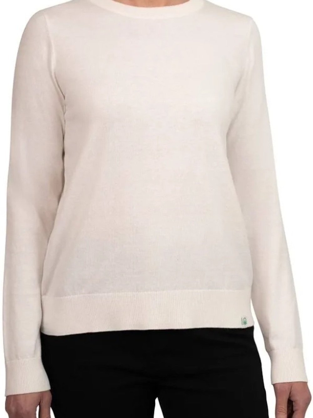 WOMEN'S UNITED COLORS OF BENETTON CREWNECK SWEATER SHIRT - MEDIUM - WHITE